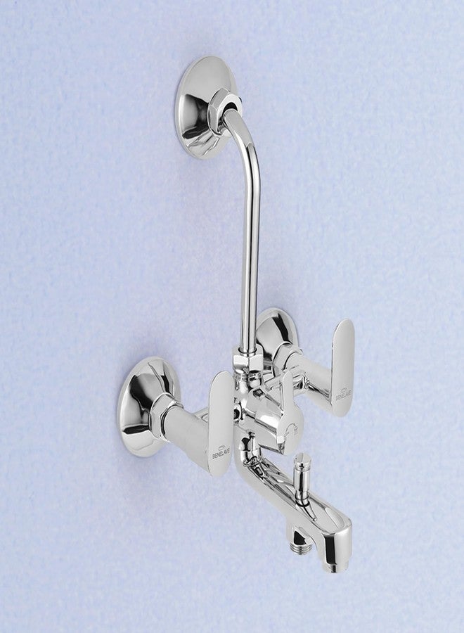 hindware Benelave by Hindware 3-in-1 Wall Mixer for Bathroom | Made of Brass | Mirror-like Chrome Polish Finish | Provision for Overhead Shower & Hand Shower | Volga Range | 7-Year Manufacturer Warranty - Image 1
